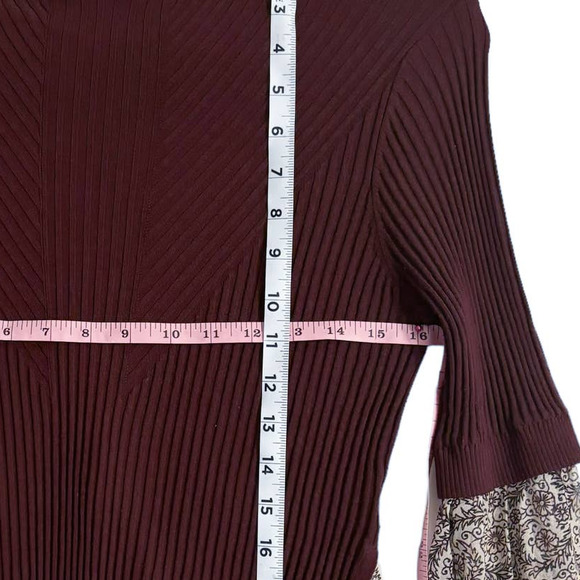 VERONICA BEARD MOON MIXED MEDIA RIBBED MOCK NECK SWEATER BLOUSE WOMEN SIZE M - Picture 12 of 14